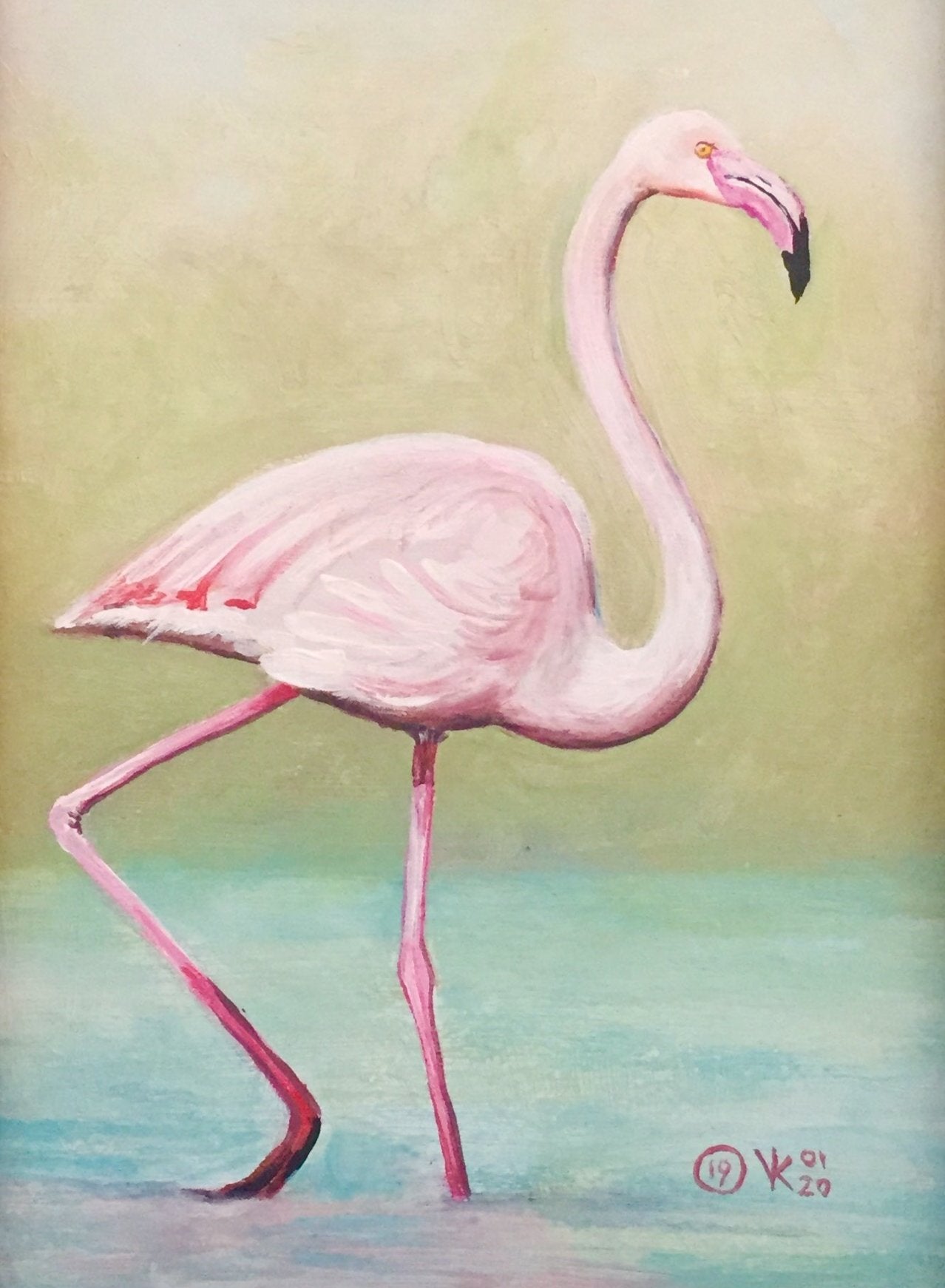Schilderij flamingo