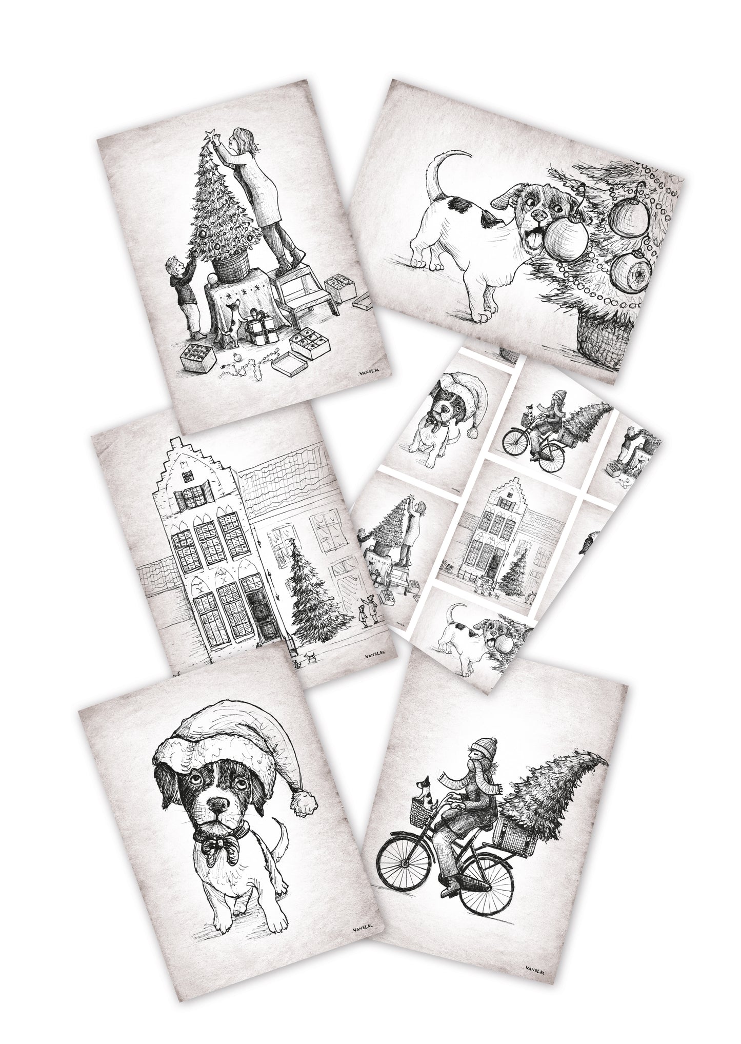 Kerstkaarten set 6 stuks