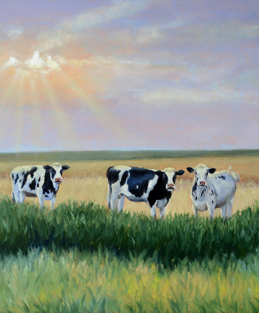 Schilderij Zwartbonte koeien - 15