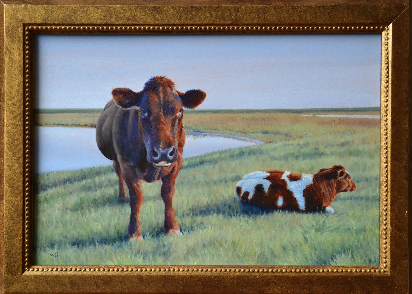 Schilderij Roodbonte koe - 08