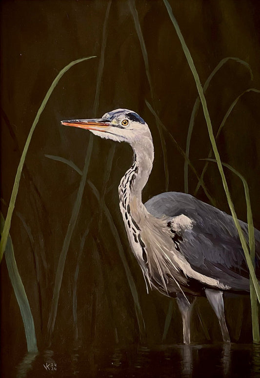 Schilderij Blauwe reiger